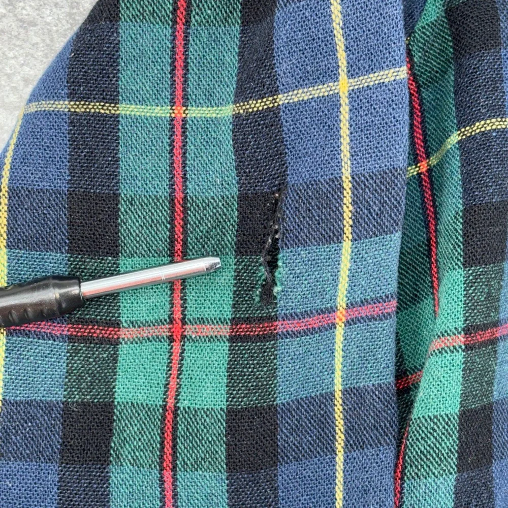 Vintage Fieldmaster Plaid Wool Blend Flannel Shirt Men Large Tall Green Blue
